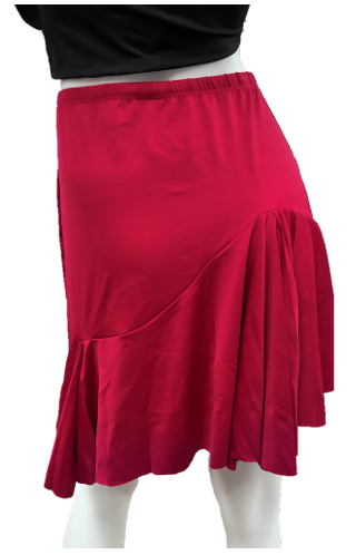 Women's Latin Knee-Length Skirt with Asymmetric Ruffles