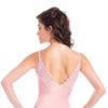 Adult Camisole Shimmer Leotard with Lace, V-neck Front and Deep V-back