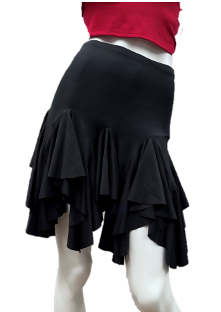 Women's Latin Mid-Length Ruffle Skirt