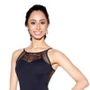 Adult Black Fishnet Mesh and Floral Lace Leotard