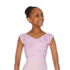 Girls Cap Sleeve with Soft Mesh Print Leotard - Light Lilac