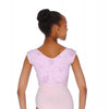 Girls Cap Sleeve with Soft Mesh Print Leotard - Light Lilac
