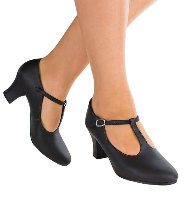 2" Heel Leather T-strap Character Shoe