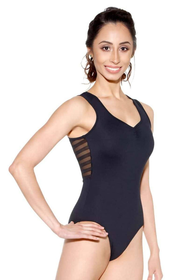 Ladies Striped Mesh Full Back Leotard
