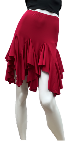 Women's Latin Mid-Length Ruffle Skirt