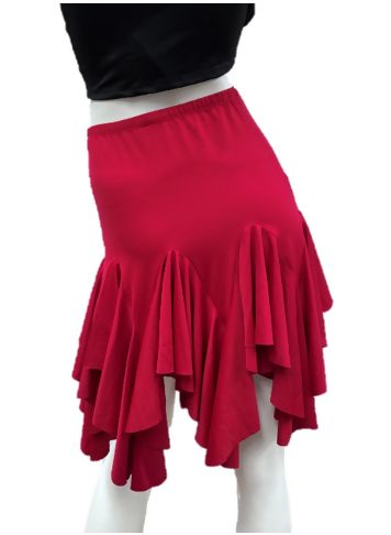 Women's Latin Mid-Length Ruffle Skirt