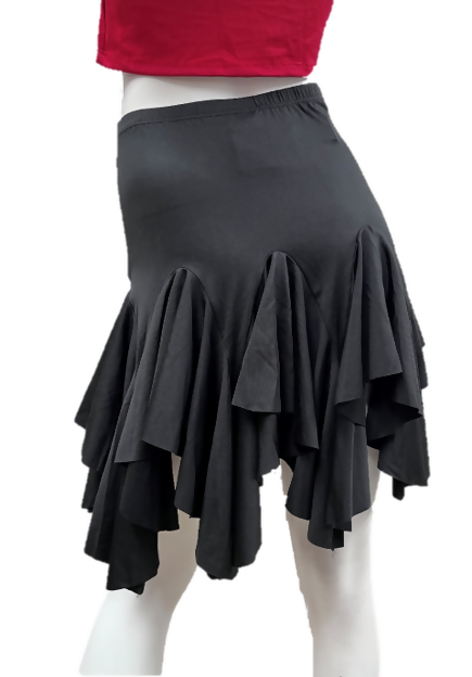 Women's Latin Mid-Length Ruffle Skirt