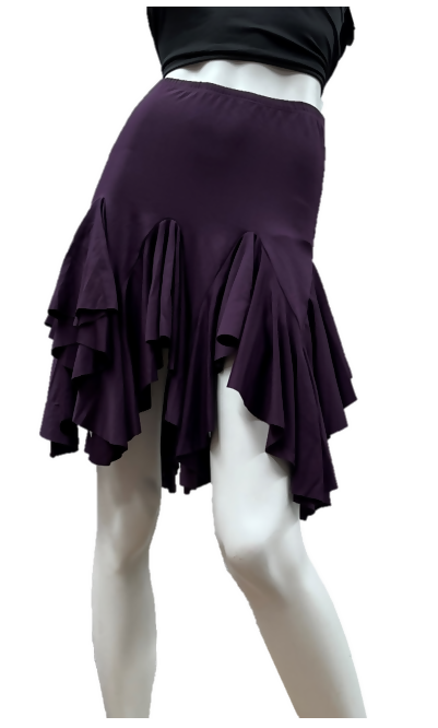 Women's Latin Mid-Length Ruffle Skirt