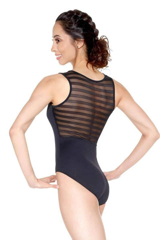 Ladies Striped Mesh Full Back Leotard