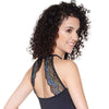 Ladies Black Microfibre Top with Coloured Lace