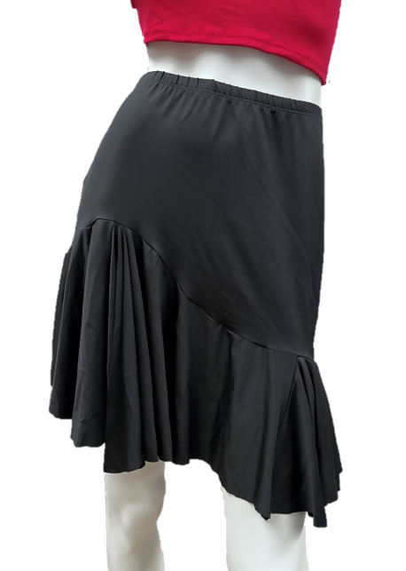 Women's Latin Knee-Length Skirt with Asymmetric Ruffles