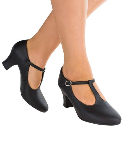 2" Heel Leather T-strap Character Shoe
